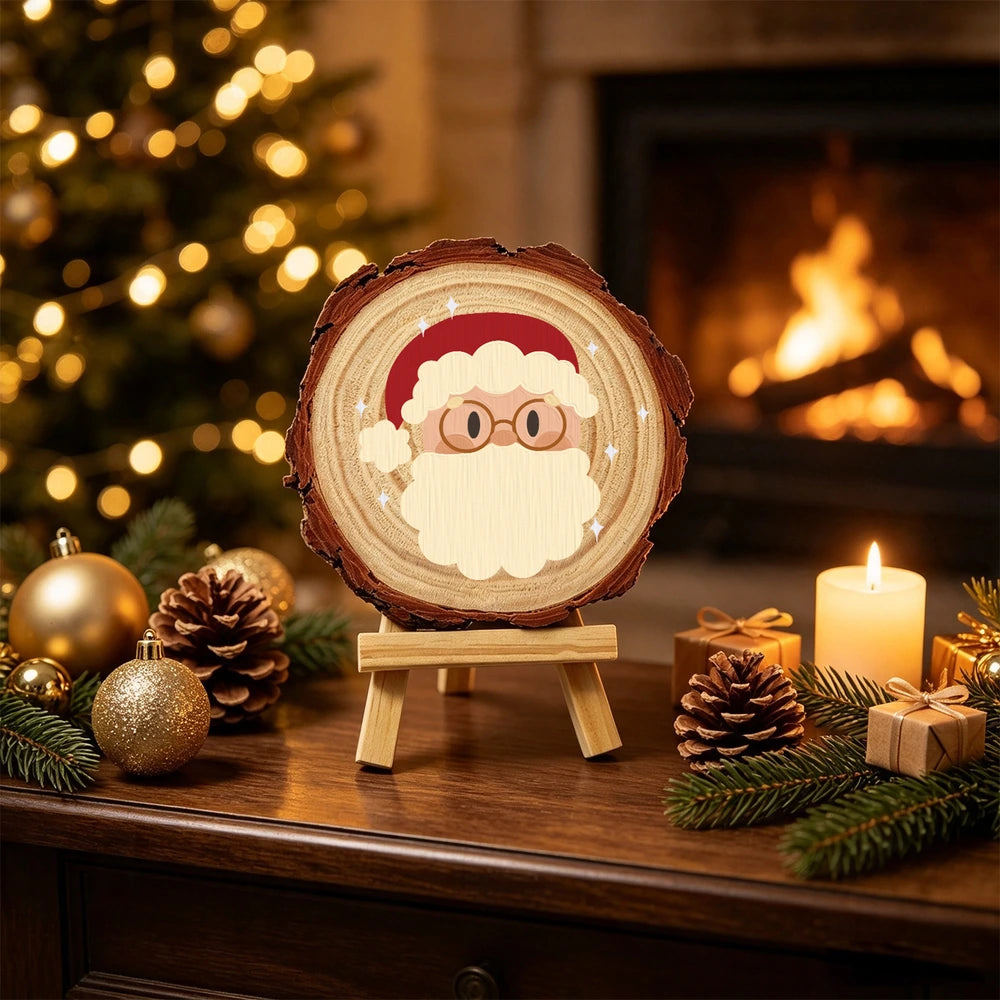 Paint by Numbers - Wood Slice | Santa with Round Glasses