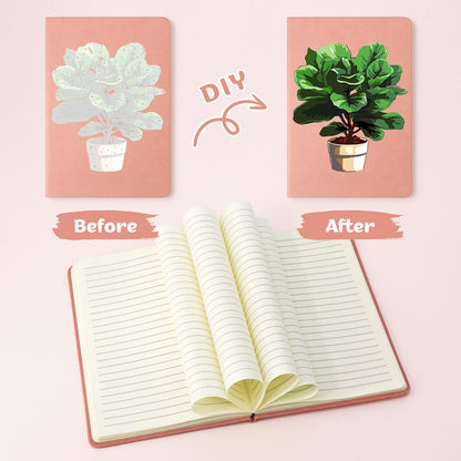 Paint by Numbers Hardcover Journal Notebook - Potted Plant