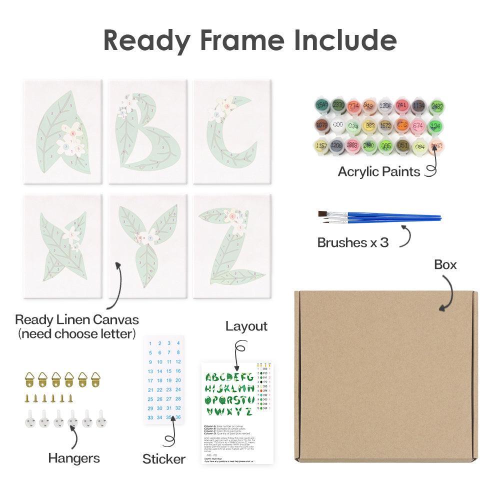 Paint by Numbers – Alphabet Painting Kit | A to Z Leafy Green Letters