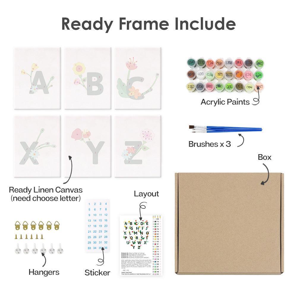 Paint by Numbers – Alphabet Painting Kit | A to Z Floral Letters
