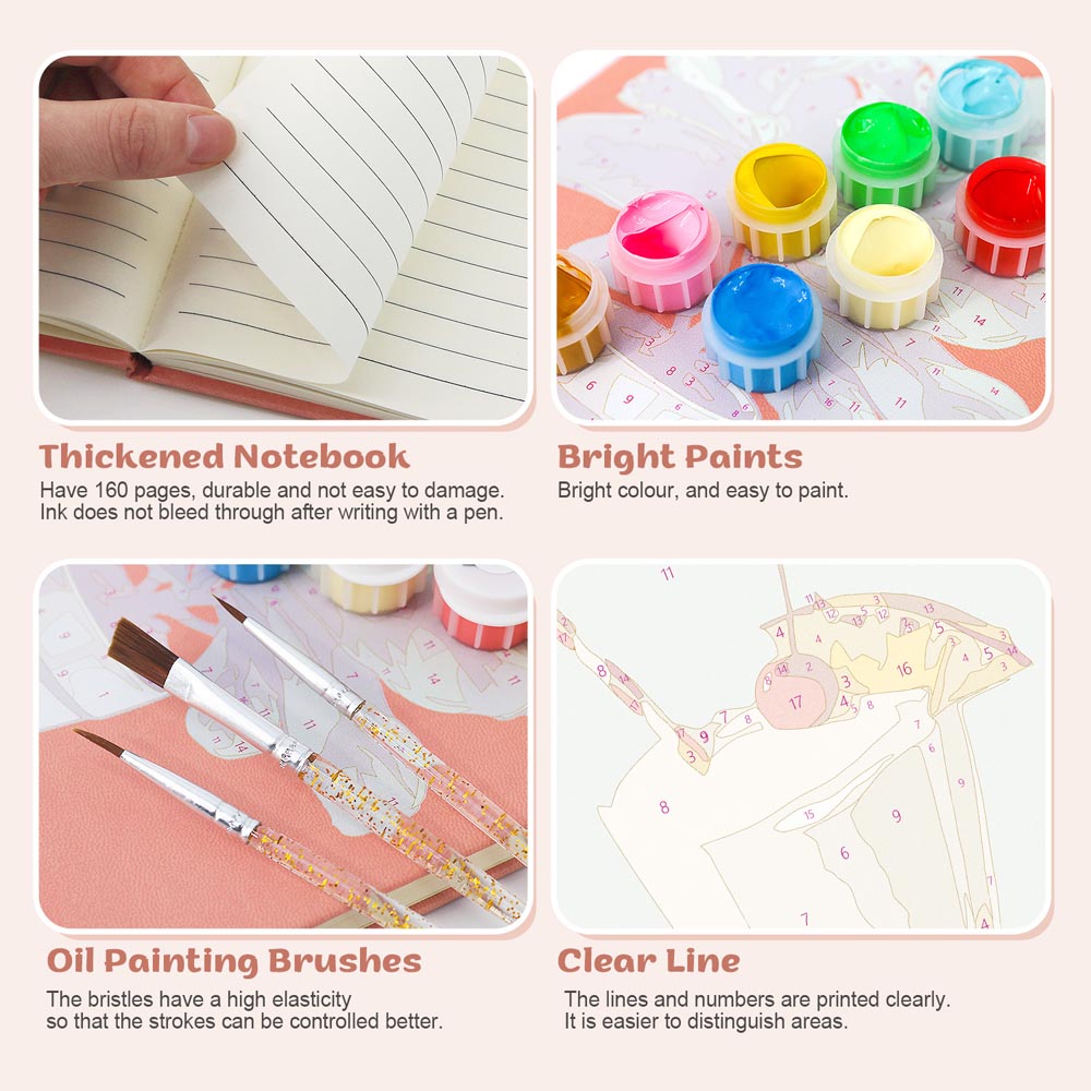 Paint by Numbers Hardcover Journal Notebook - Pina Colada Cocktail