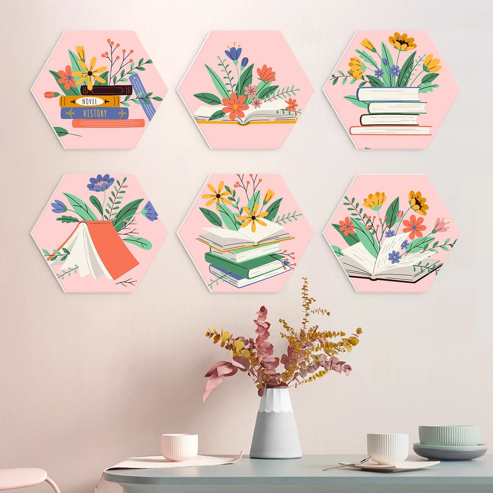 
Paint by Numbers – 6 Mini Paintings | Books and Flowers Hexagons (Hexagon)