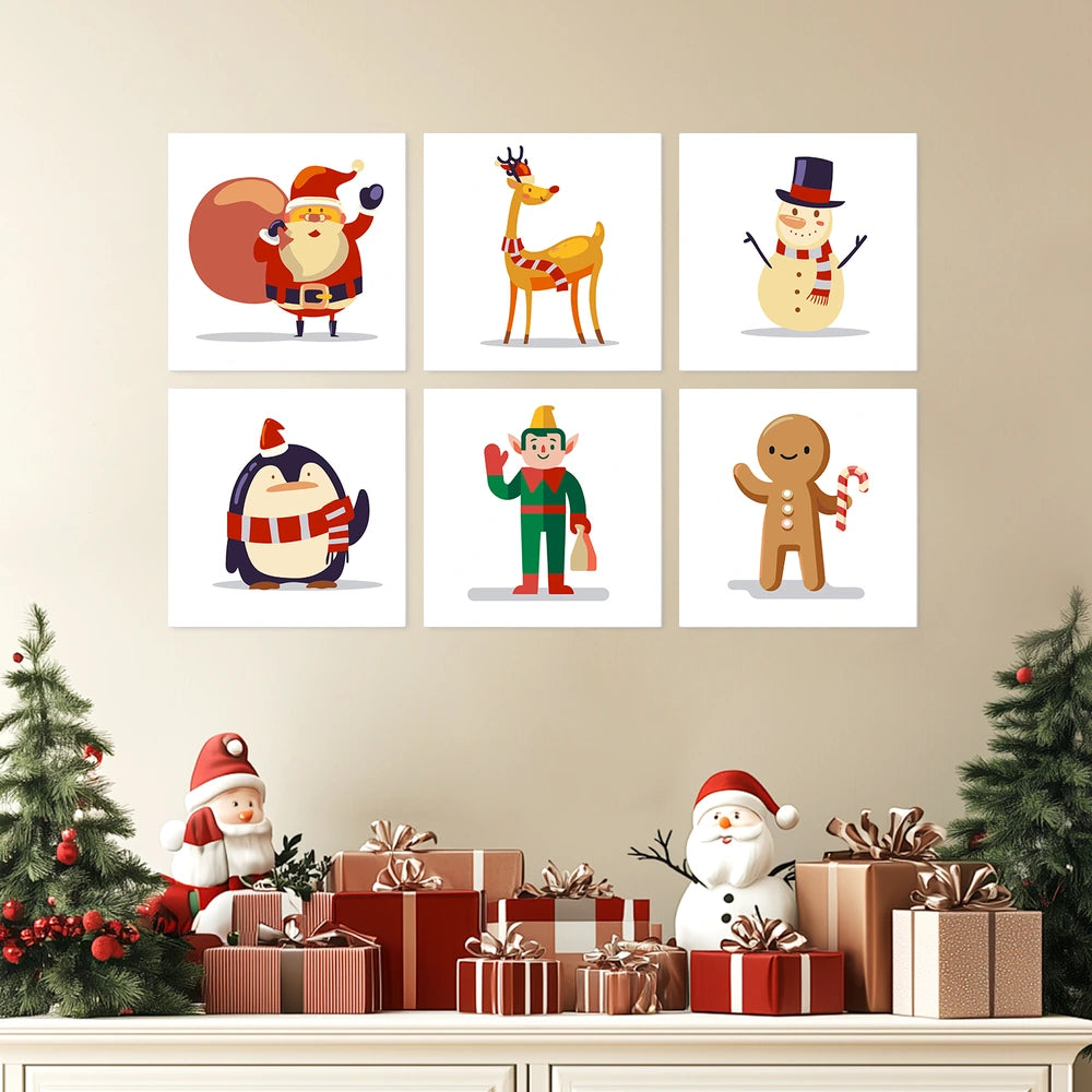 
Paint by Numbers – 6 Mini Paintings | Christmas Toy Figures (Square)