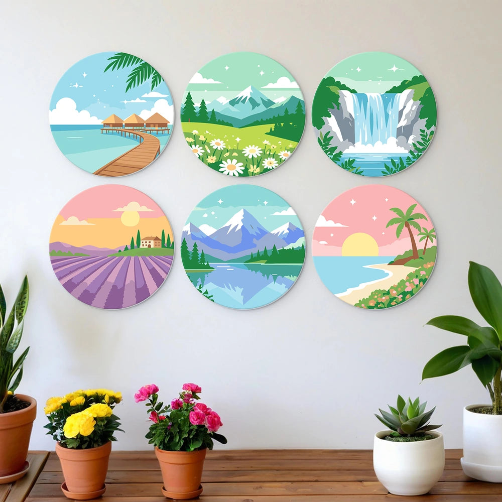 
Paint by Numbers – 6 Mini Paintings | Dream Destination Rounds (Round)