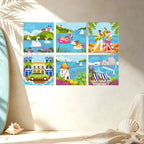 Paint by Numbers – 6 Mini Paintings | European Holiday Postcards (Square)