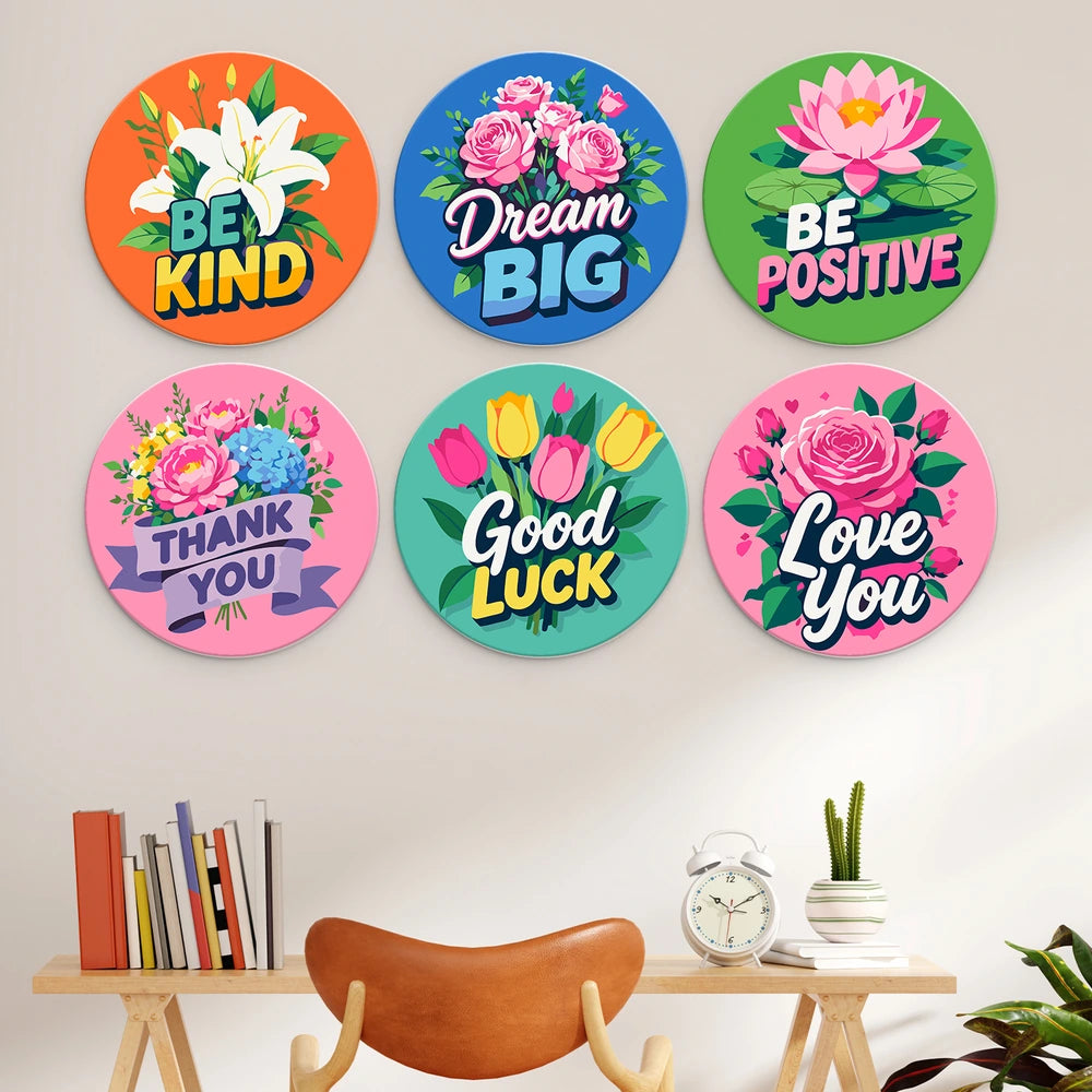 
Paint by Numbers – 6 Mini Paintings | Kind Words Flower Rounds (Round)