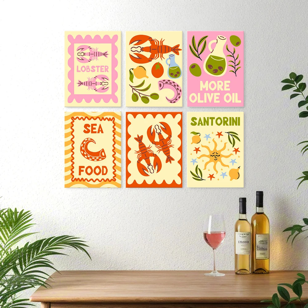 Paint by Numbers – 6 Mini Paintings | Seafood and Santorini Stamps