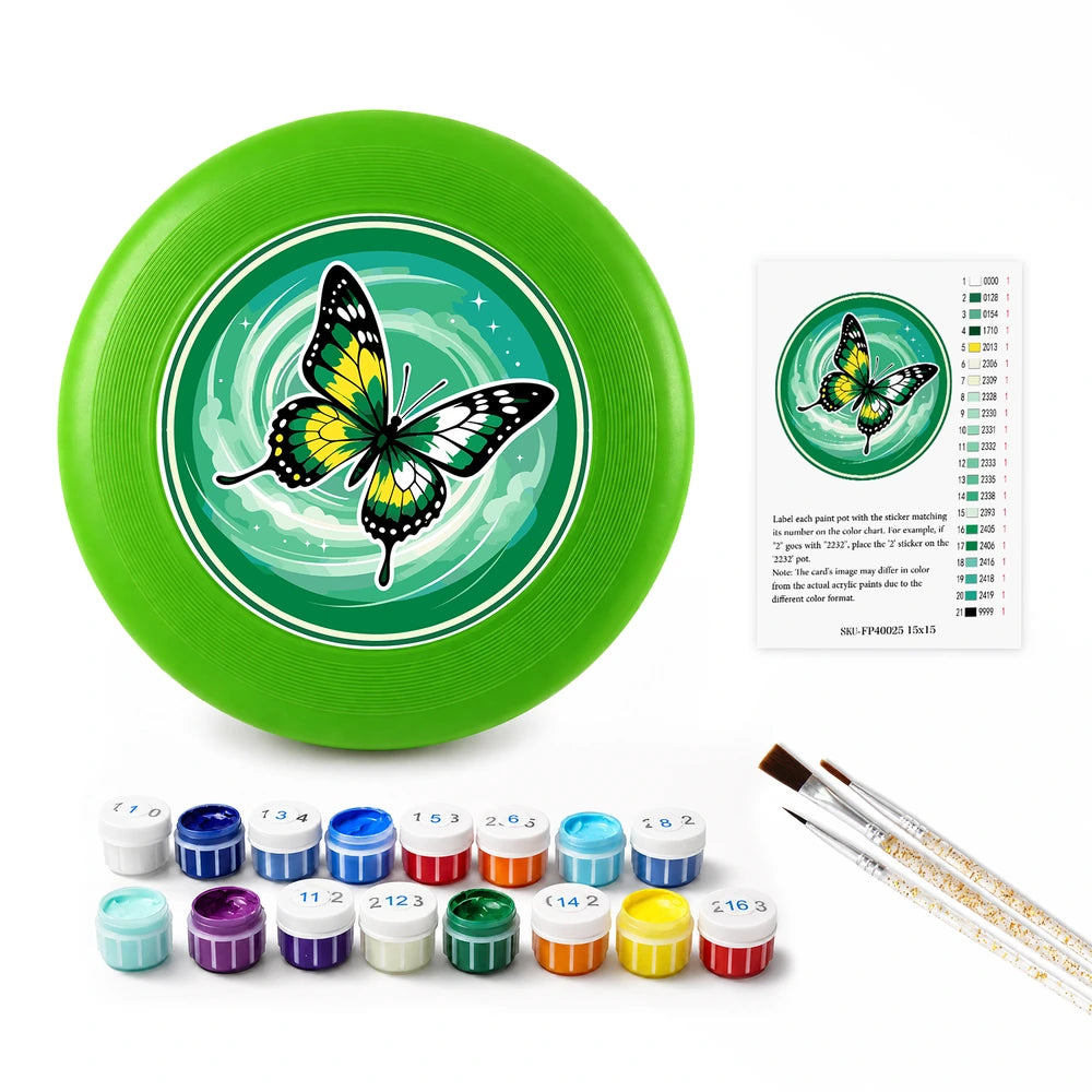 
Paint by Numbers - Frisbee | Butterfly on Green Swirl