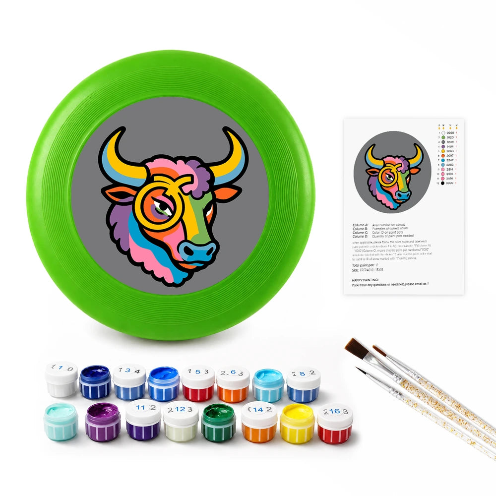 
Paint by Numbers - Frisbee | Colorful Bull Head
