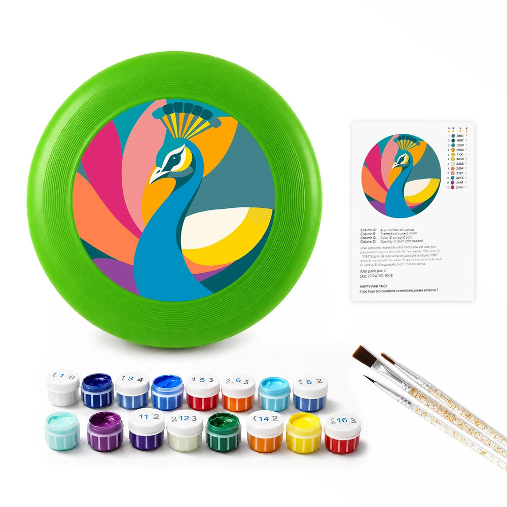 
Paint by Numbers - Frisbee | Colorful Peacock