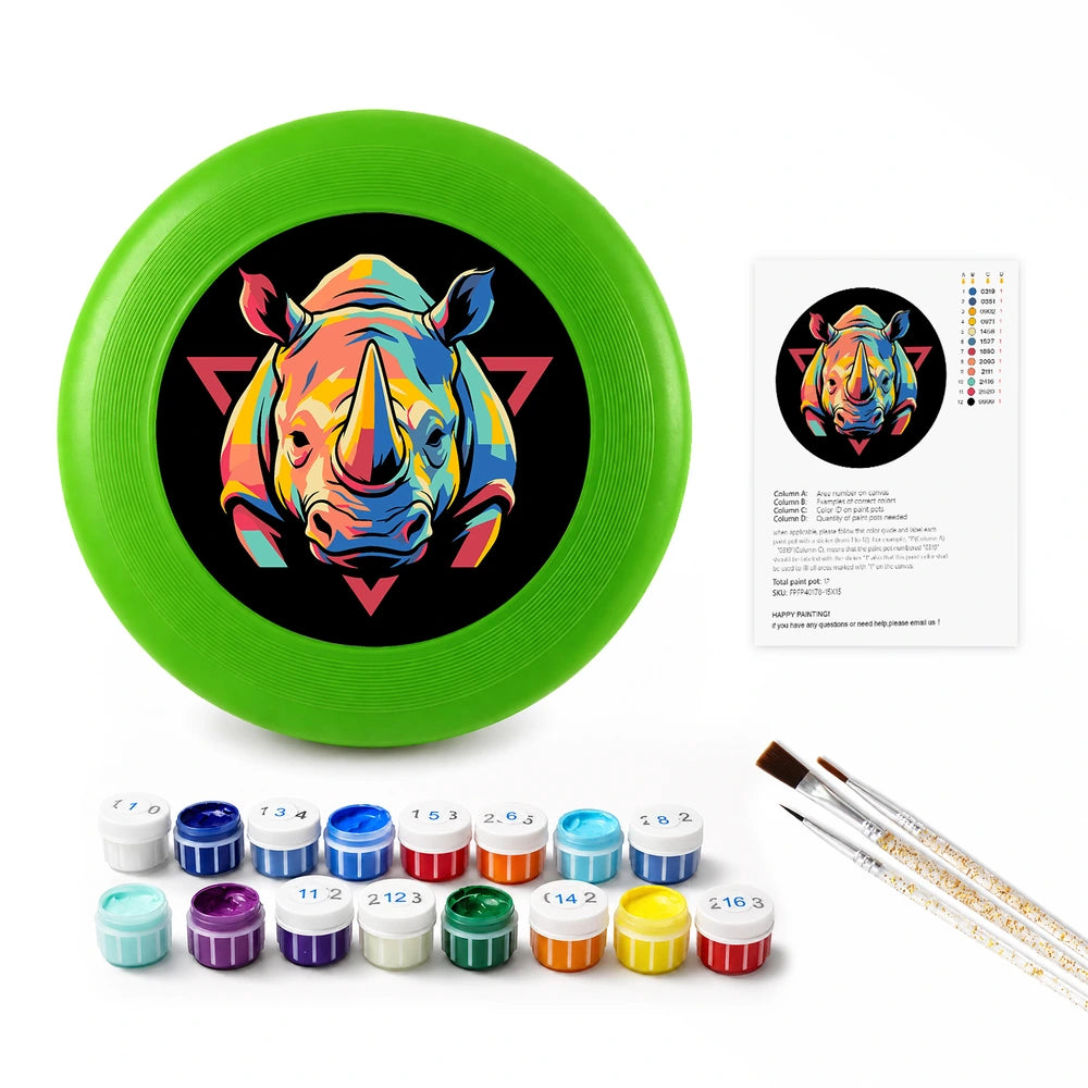 
Paint by Numbers - Frisbee | Colorful Rhino Emblem