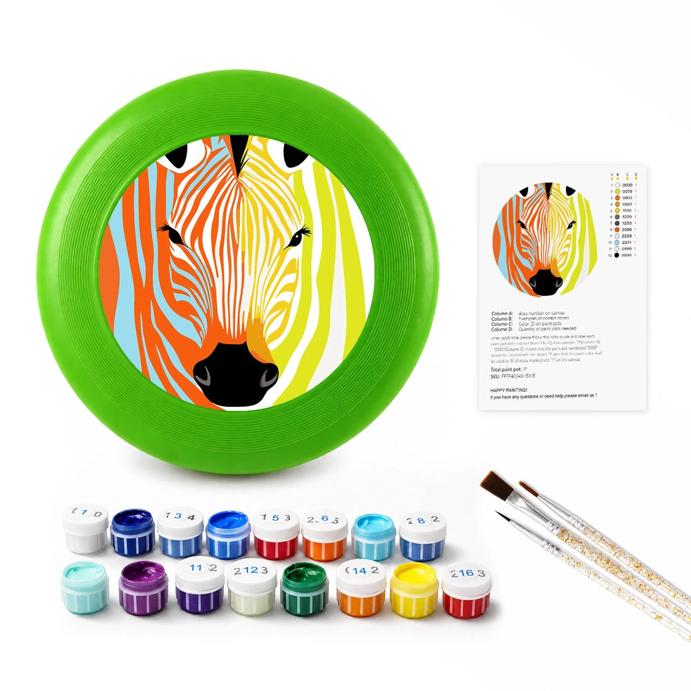 
Paint by Numbers - Frisbee | Colorful Zebra Face