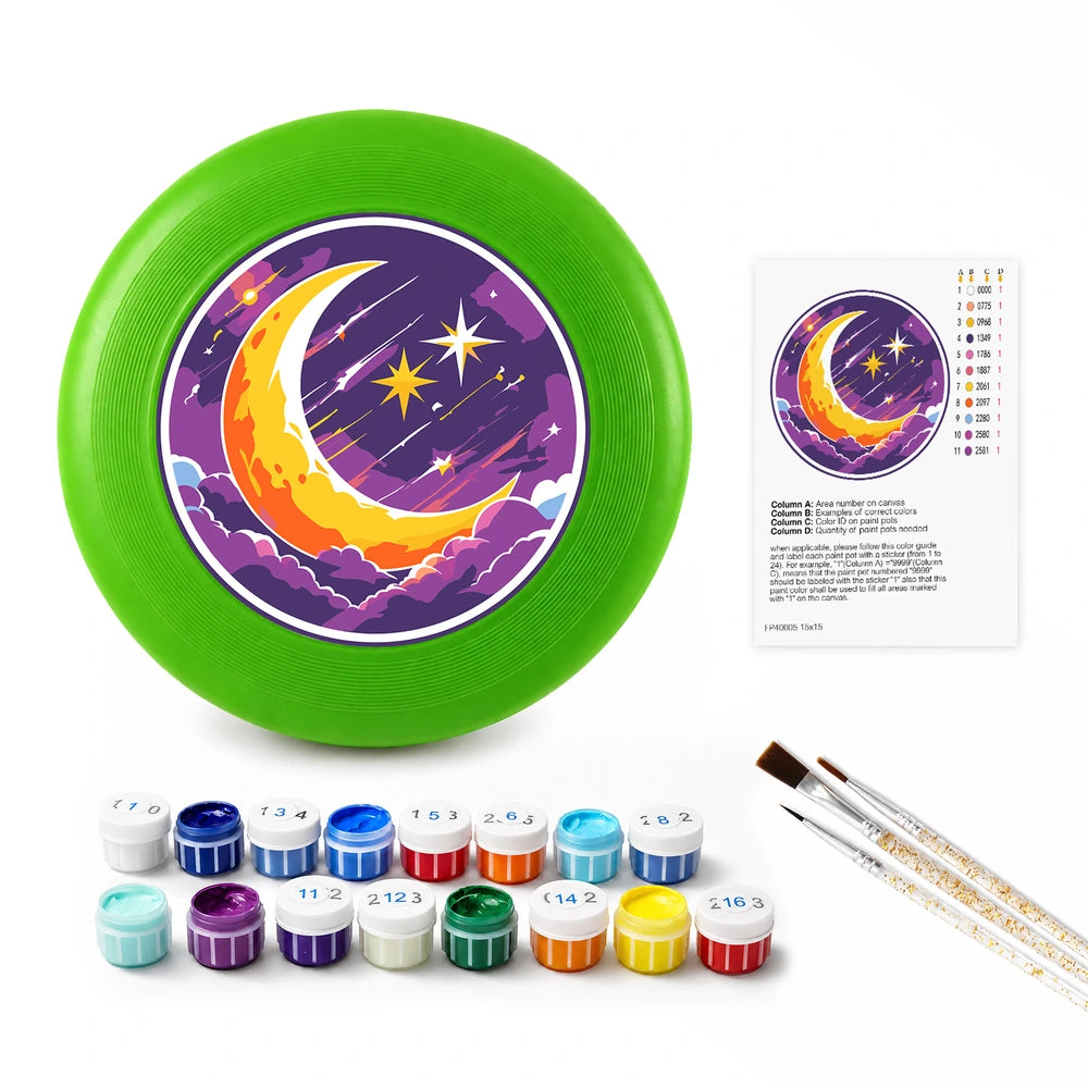 
Paint by Numbers - Frisbee | Crescent Moon and Stars