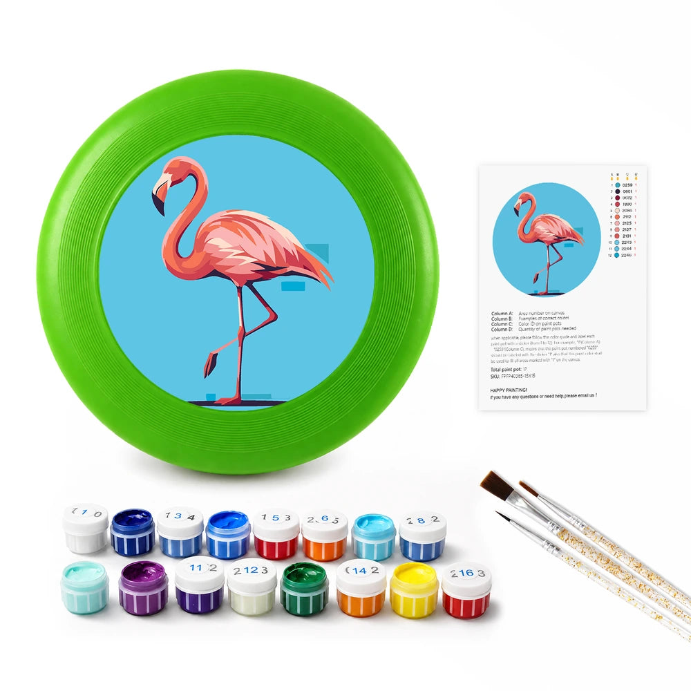
Paint by Numbers - Frisbee | Flamingo on Blue
