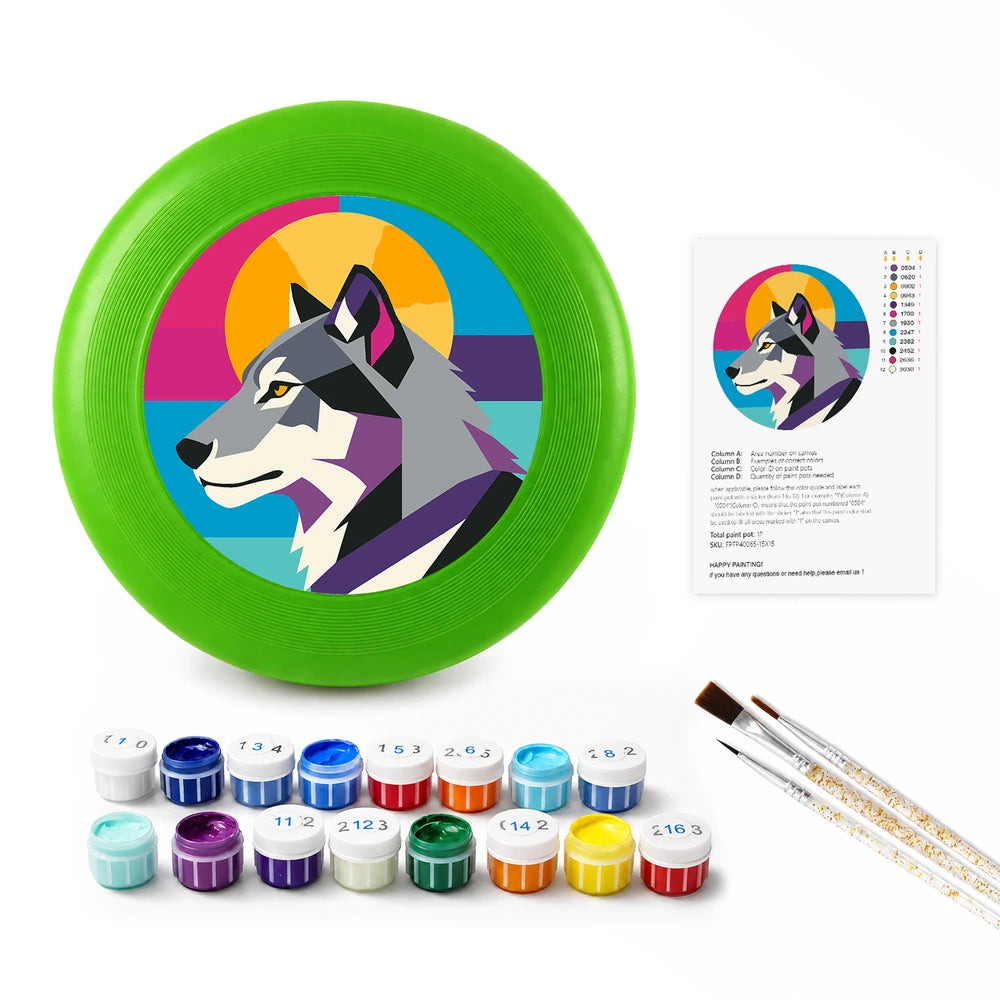 
Paint by Numbers - Frisbee | Geometric Wolf Head