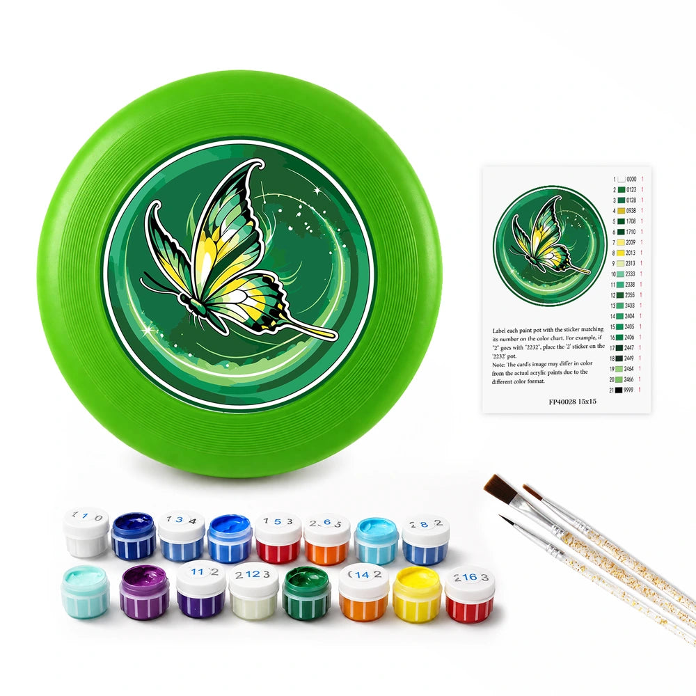 
Paint by Numbers - Frisbee | Golden Butterfly on Green