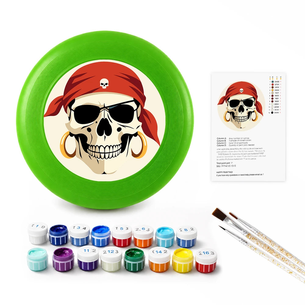 Paint by Numbers - Frisbee | Pirate Skull in Red