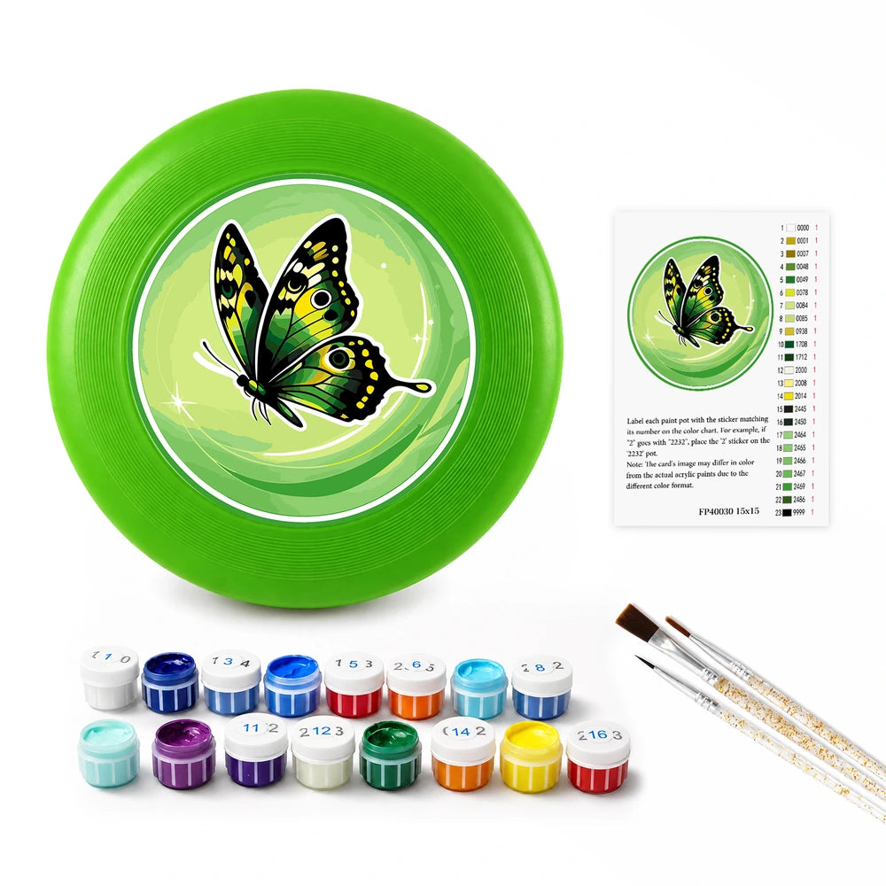 
Paint by Numbers - Frisbee | Spotted Butterfly in Green