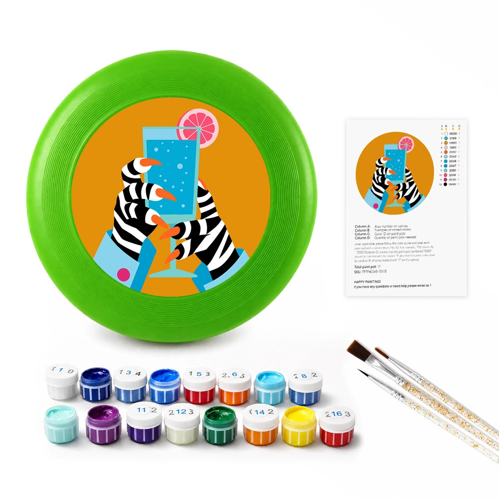 Paint by Numbers - Frisbee | Zebra with a Cocktail