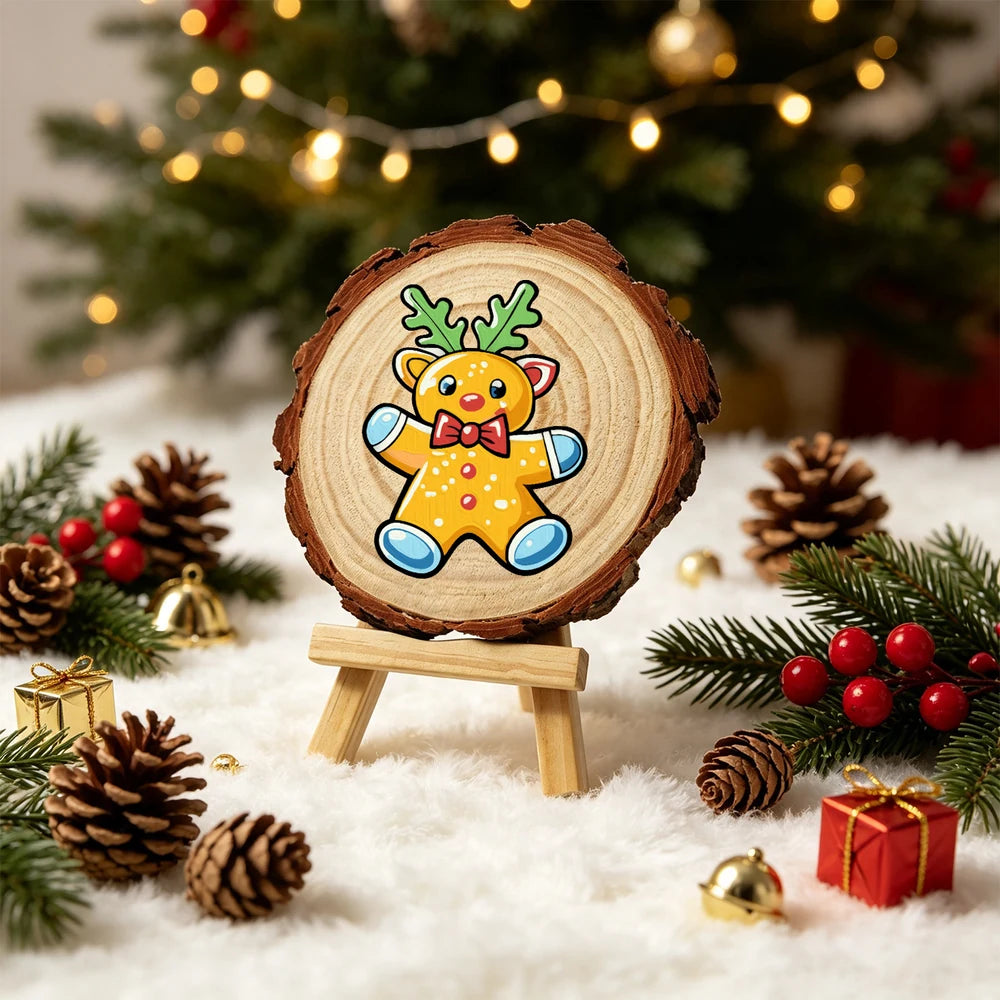 Paint by Numbers - Wood Slice | Gingerbread Reindeer
