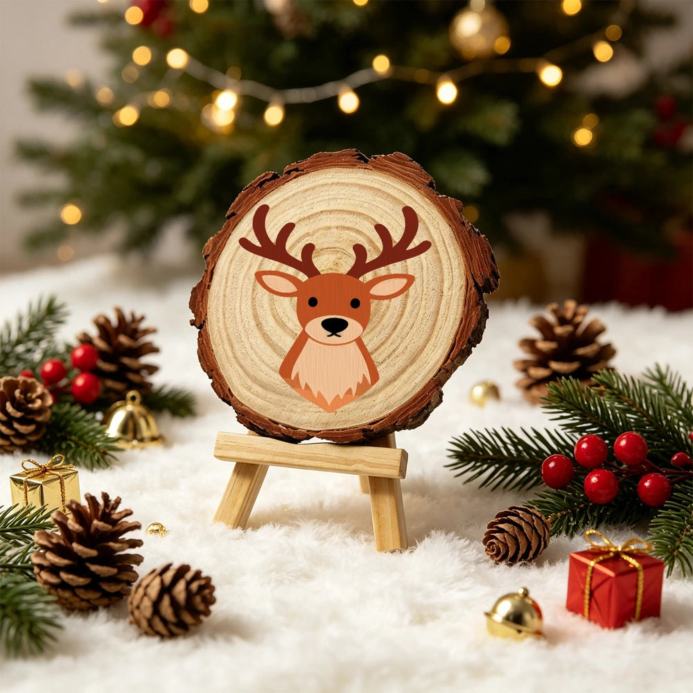 
Paint by Numbers - Wood Slice | Reindeer Face