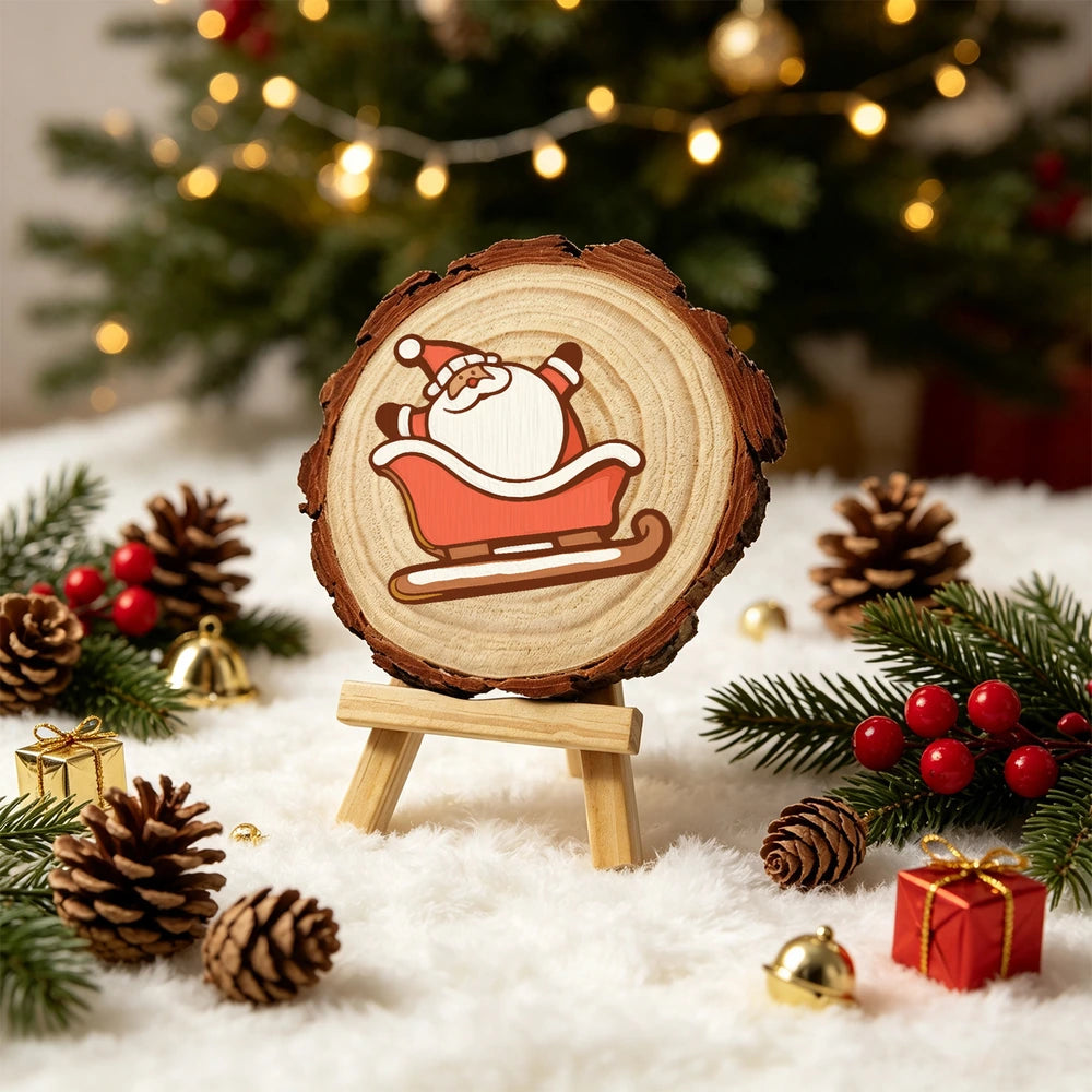 
Paint by Numbers - Wood Slice | Santa Sleigh Cookie