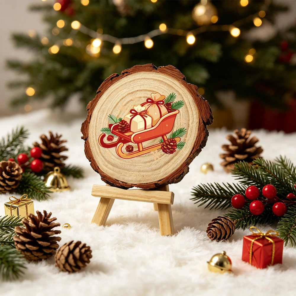 
Paint by Numbers - Wood Slice | Sleigh Full of Gifts