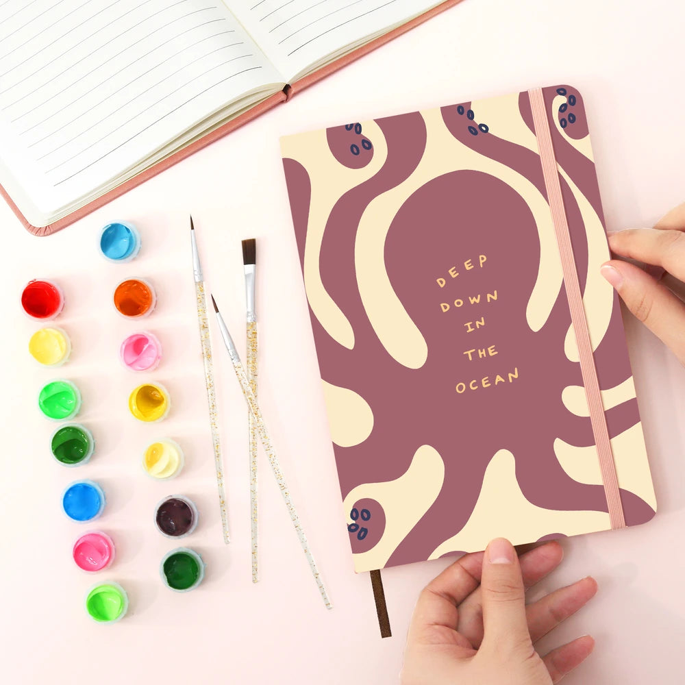 
Paint by Numbers Hardcover Journal Notebook - Deep Down in the Ocean Octopus