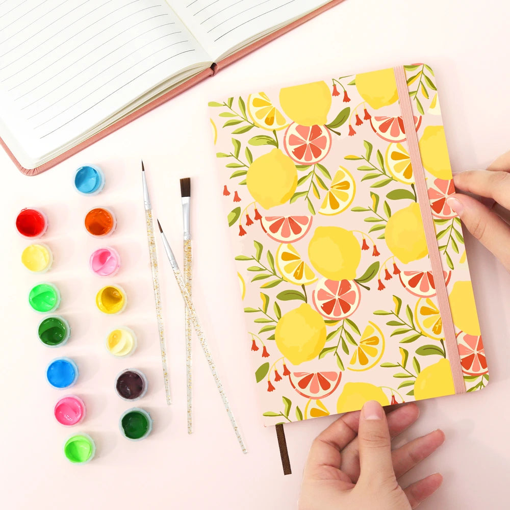 
Paint by Numbers Hardcover Journal Notebook - Lemon Grove Pattern
