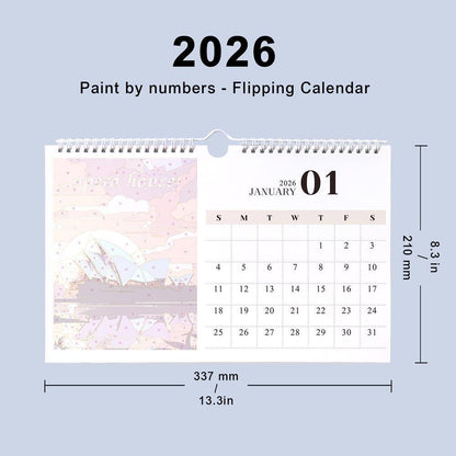 Paint by Numbers - 2026 Wall Calendar - World Landmarks Edition