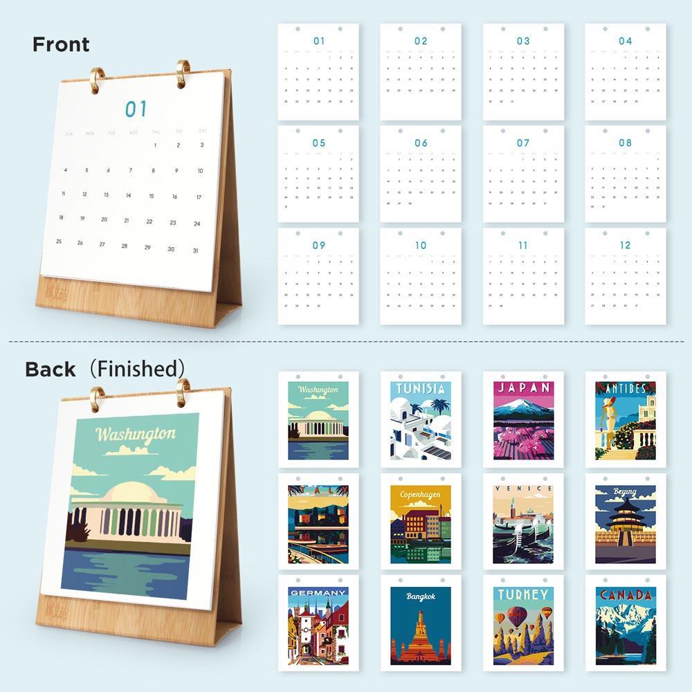 Paint by Numbers - 2026 Desk Calendar - Postcards of the World