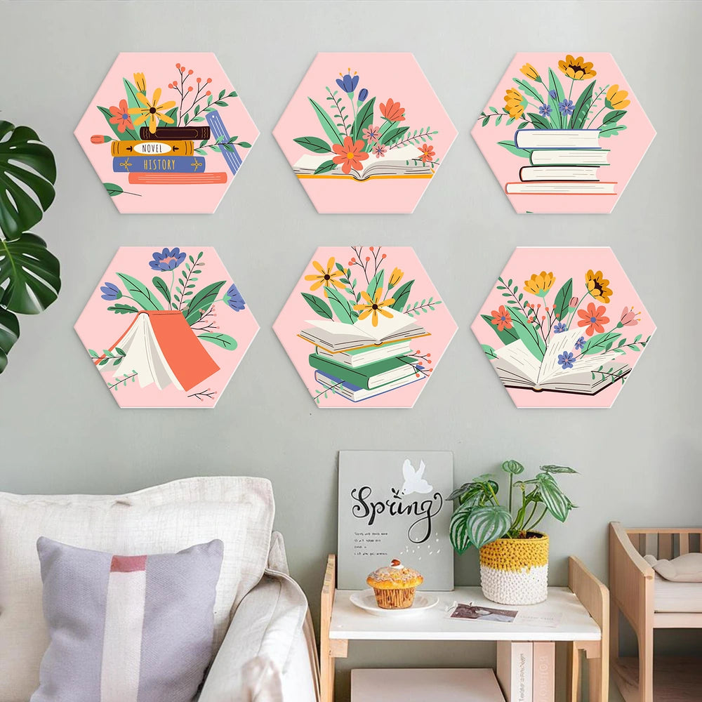 
Paint by Numbers – 6 Mini Paintings | Books and Flowers Hexagons (Hexagon)