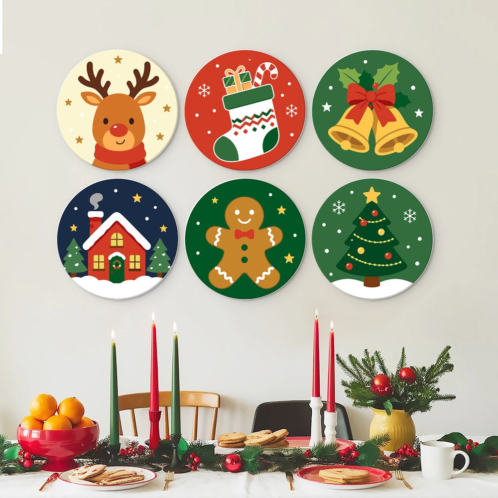 Paint by Numbers – 6 Mini Paintings | Classic Christmas Rounds (Round)