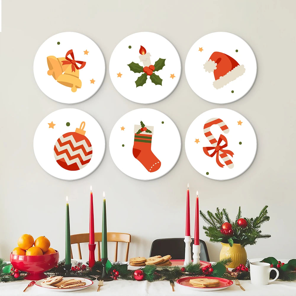 Paint by Numbers – 6 Mini Paintings | Classic Christmas Symbols (Round)