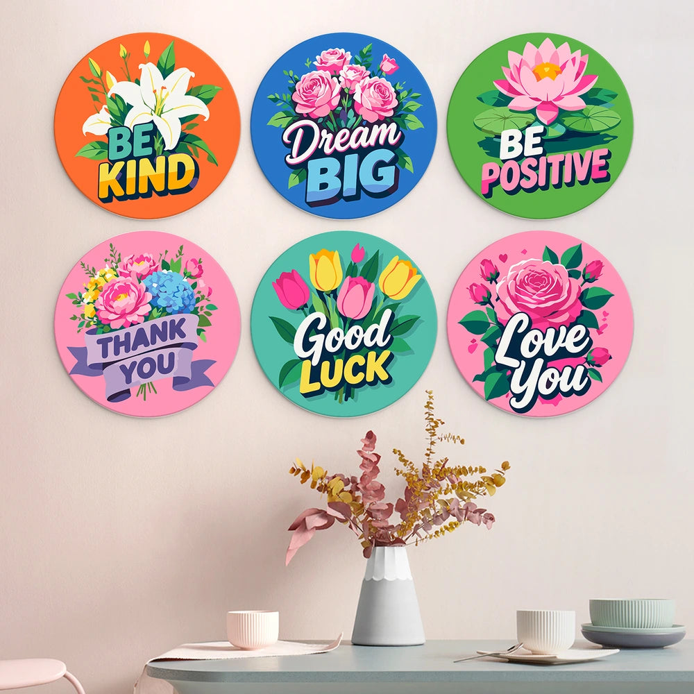 
Paint by Numbers – 6 Mini Paintings | Kind Words Flower Rounds (Round)