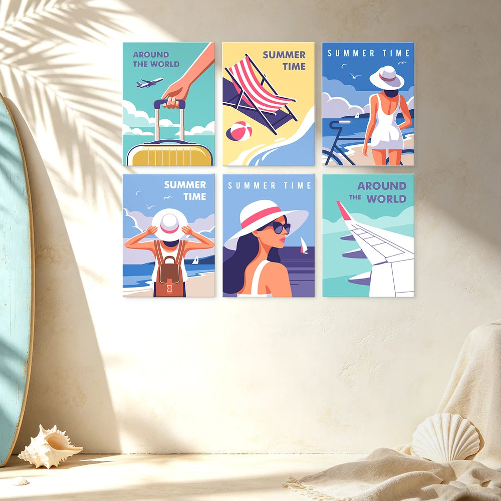 
Paint by Numbers – 6 Mini Paintings | Summer Time Travel Posters