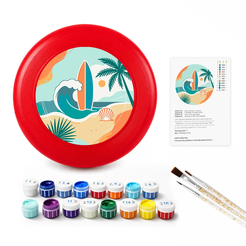 
Paint by Numbers - Frisbee | Beach with a Surfboard