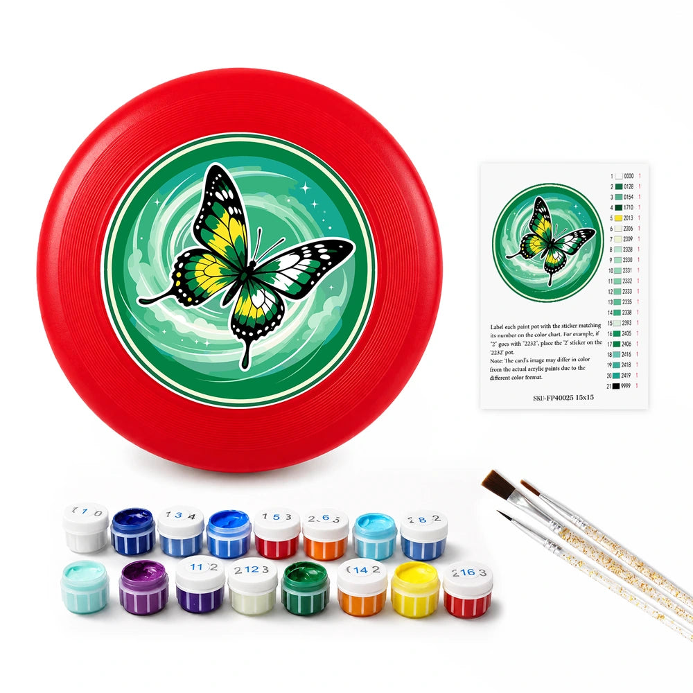 
Paint by Numbers - Frisbee | Butterfly on Green Swirl