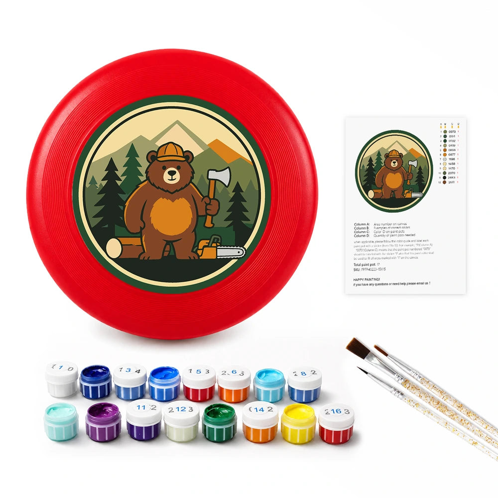 Paint by Numbers - Frisbee | Camping Bear with an Axe