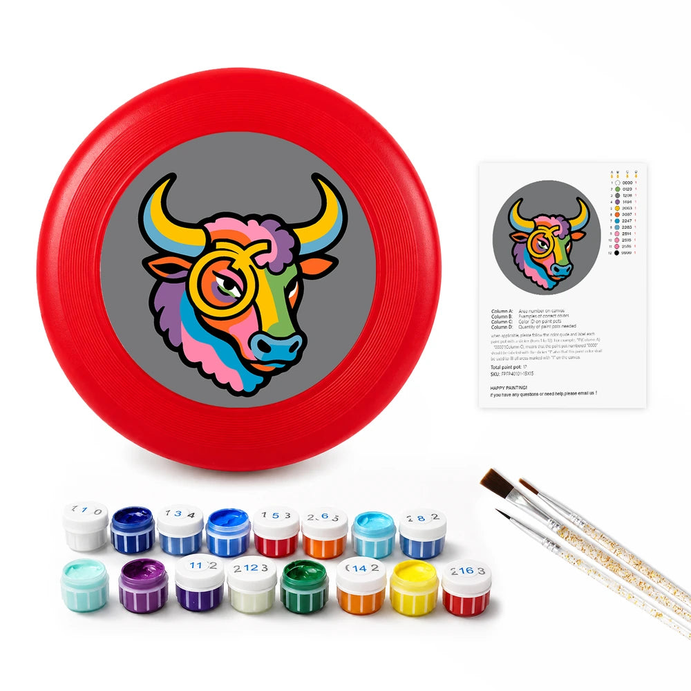 Paint by Numbers - Frisbee | Colorful Bull Head