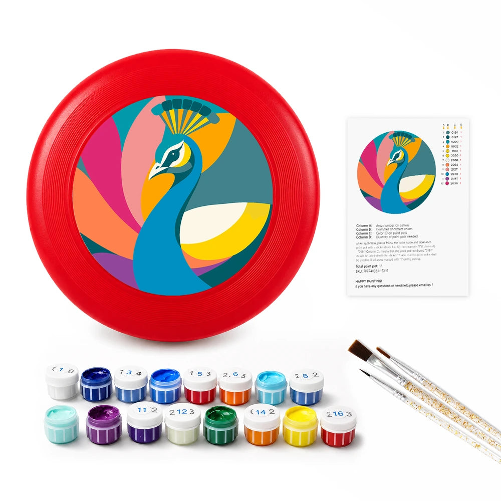 
Paint by Numbers - Frisbee | Colorful Peacock