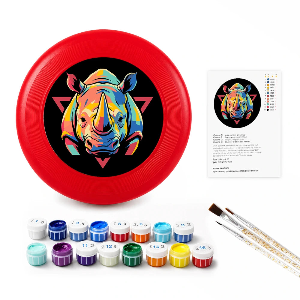 
Paint by Numbers - Frisbee | Colorful Rhino Emblem