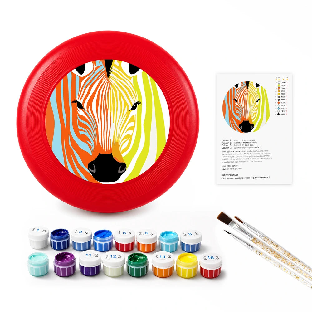 
Paint by Numbers - Frisbee | Colorful Zebra Face