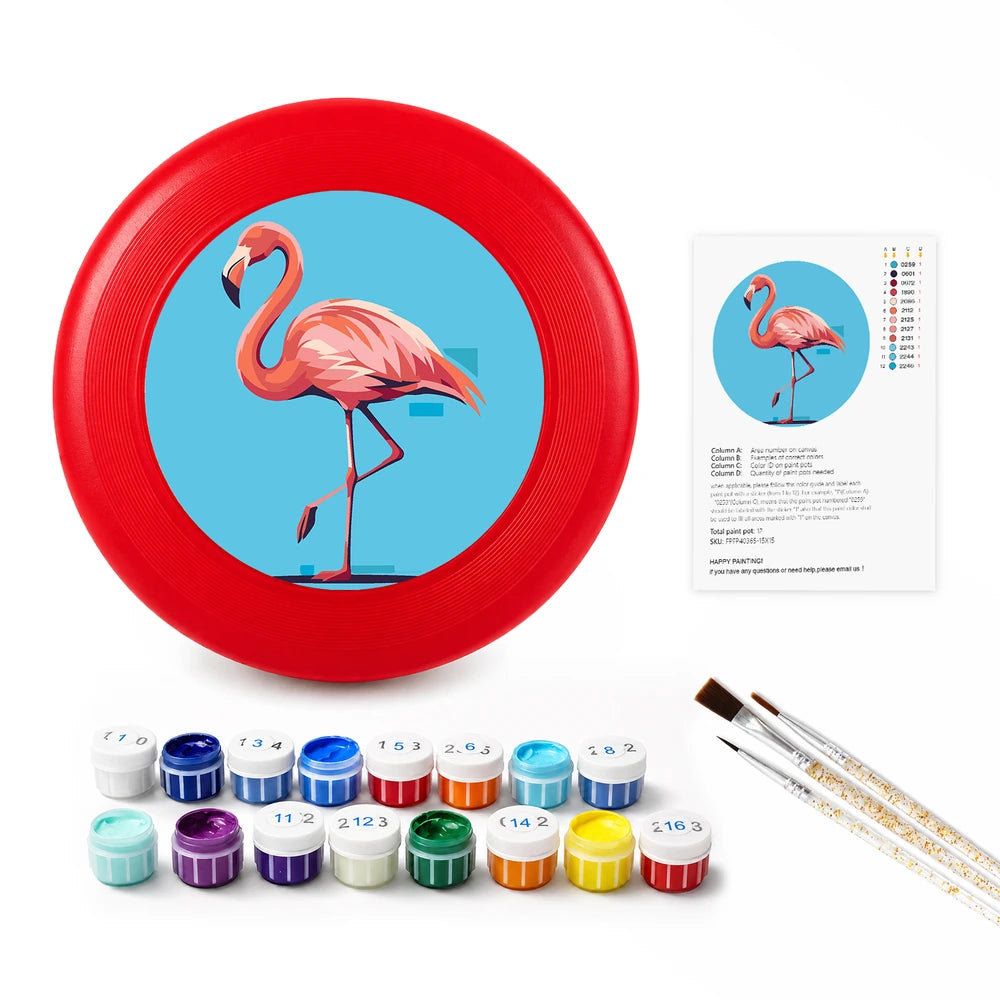 
Paint by Numbers - Frisbee | Flamingo on Blue