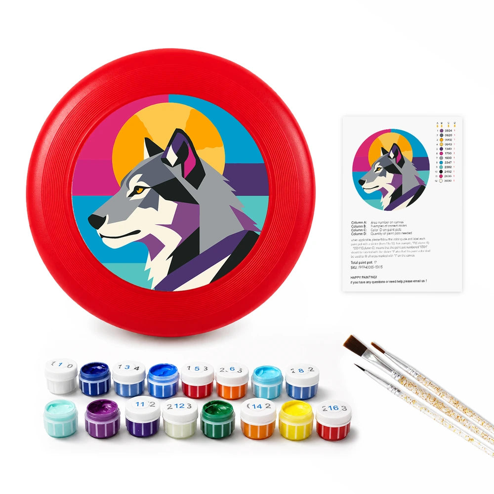 
Paint by Numbers - Frisbee | Geometric Wolf Head