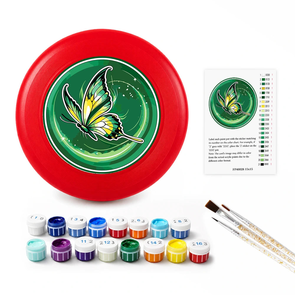 
Paint by Numbers - Frisbee | Golden Butterfly on Green