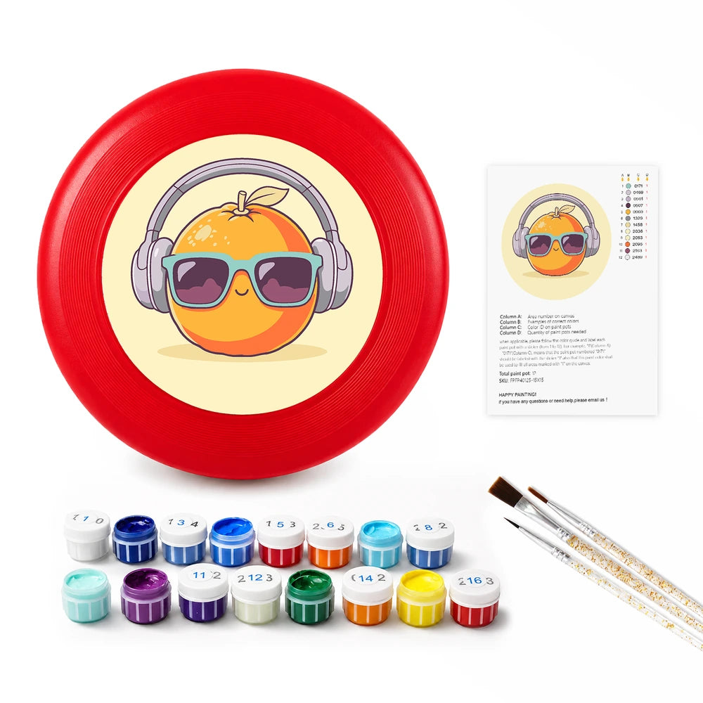 Paint by Numbers - Frisbee | Orange with Headphones