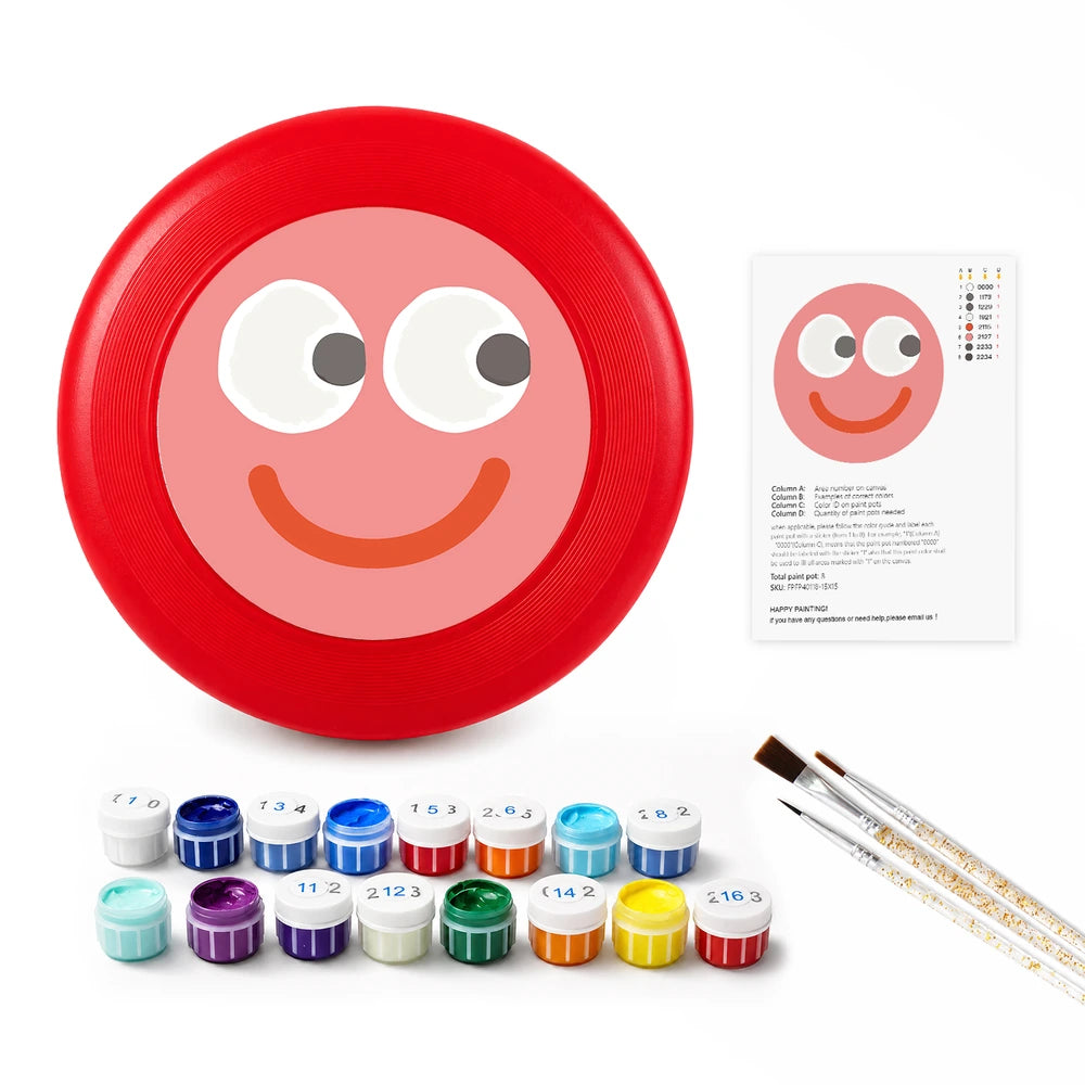
Paint by Numbers - Frisbee | Pink Smiley Face