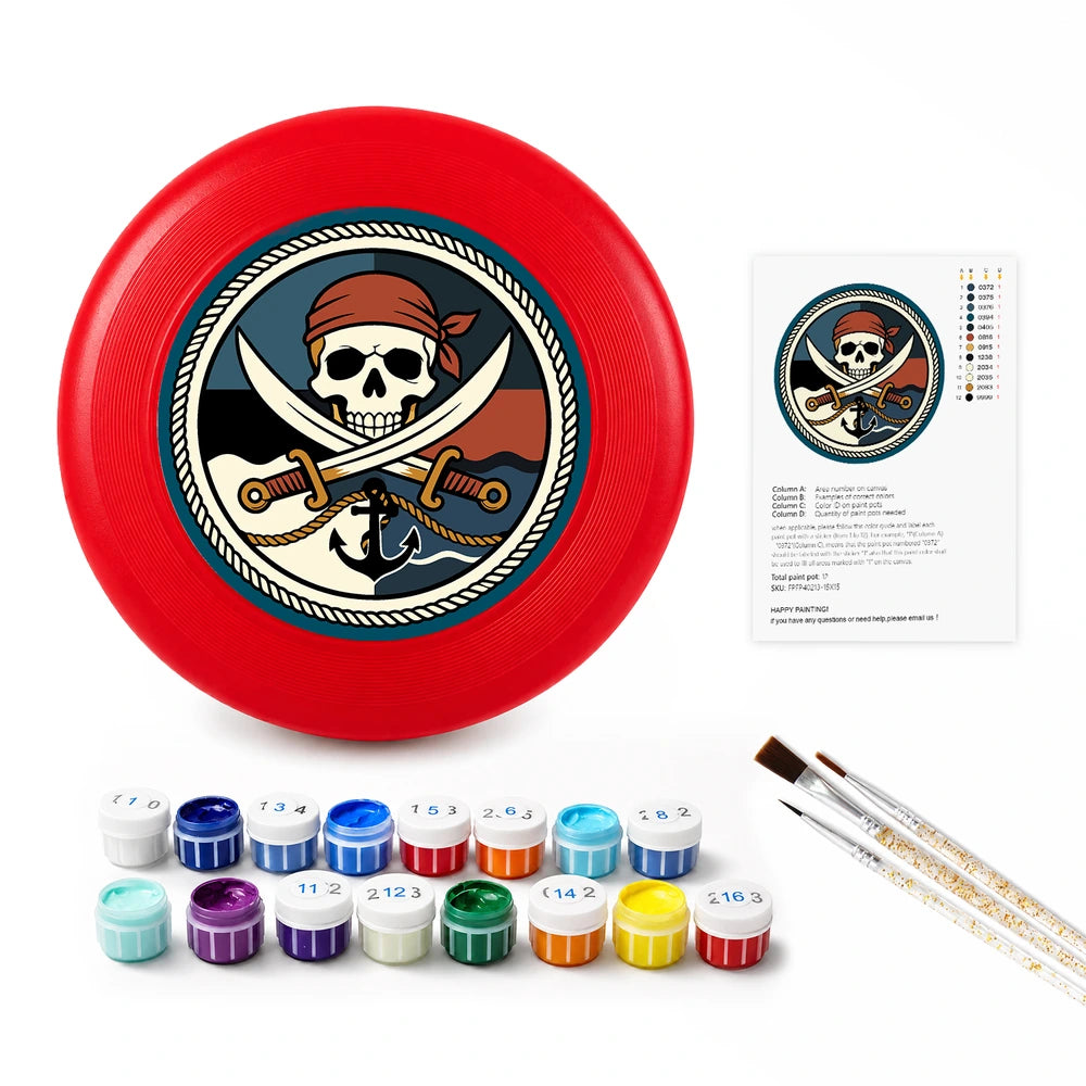Paint by Numbers - Frisbee | Pirate Skull and Swords