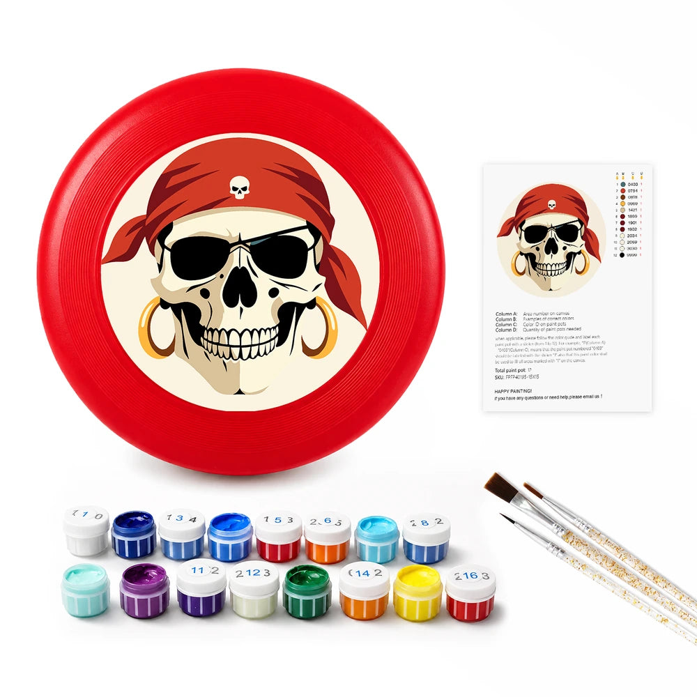 Paint by Numbers - Frisbee | Pirate Skull in Red